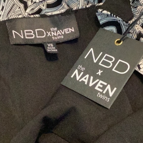 NBD x The Naven Twins Party Girl Fit & Flare Dress Size XS Black Mod Print Mini - Picture 7 of 8